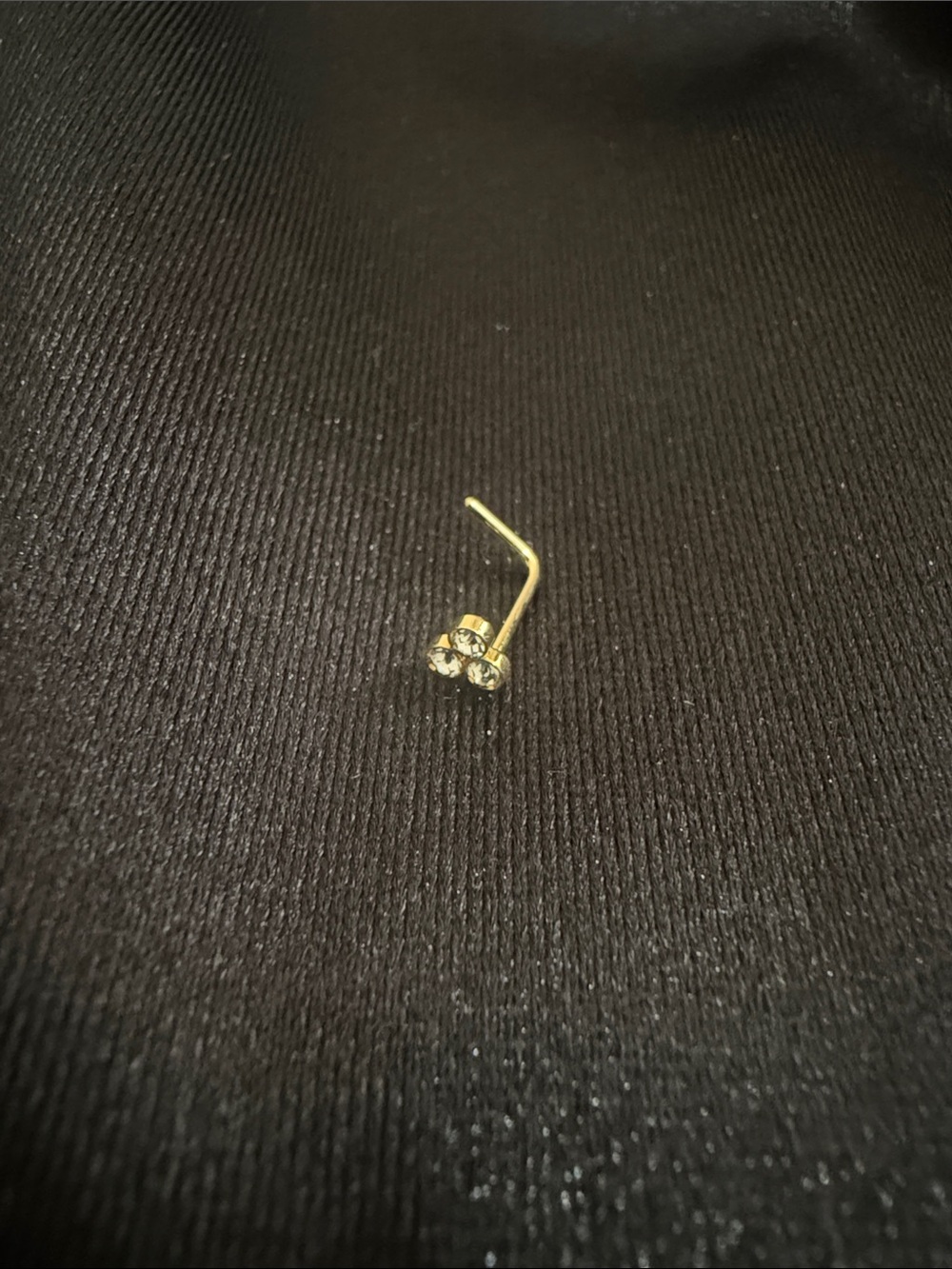 Gold Nose Stud with Clear Crystal Trio